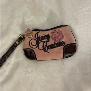 Juicy couture pink velour wristlet wallet purse